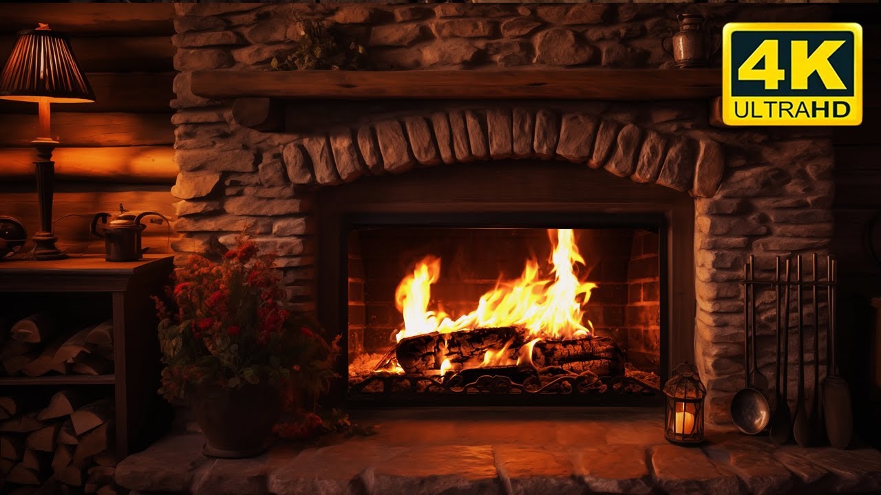 Fireplace 24 Hrs 🔥Crackling Fire Ambience with Burning Logs [No Music]