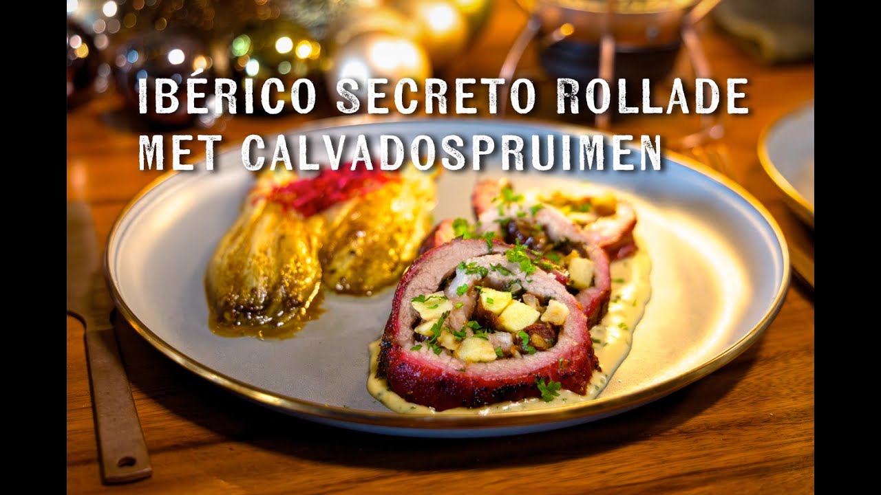 BBQ-rollade van Ibérico Secreto met Calvadospruimen en bierwitlof | Fire&FoodTV Kerstspecial #3
