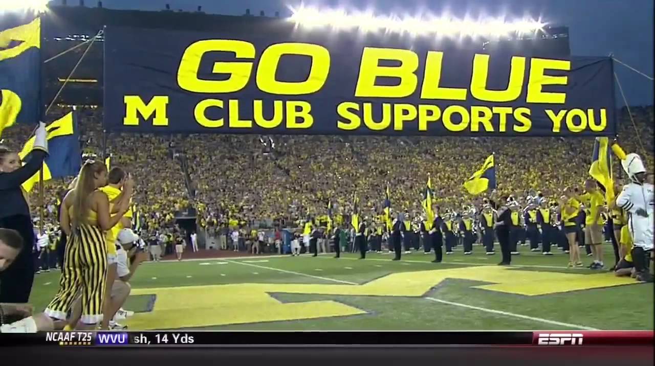 Michigan comes on the field