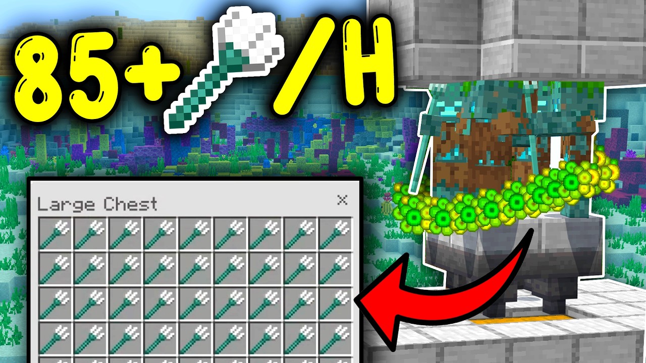 BEST TRIDENT XP Farm Minecraft bedrock 1.21!
