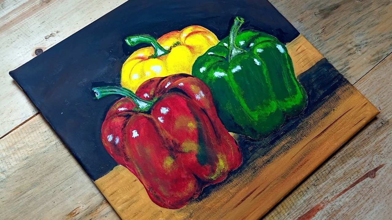 ✅ Como Pintar un BODEGON de Pimentones | Paso a Paso | Pintura Acrilica para Principiantes