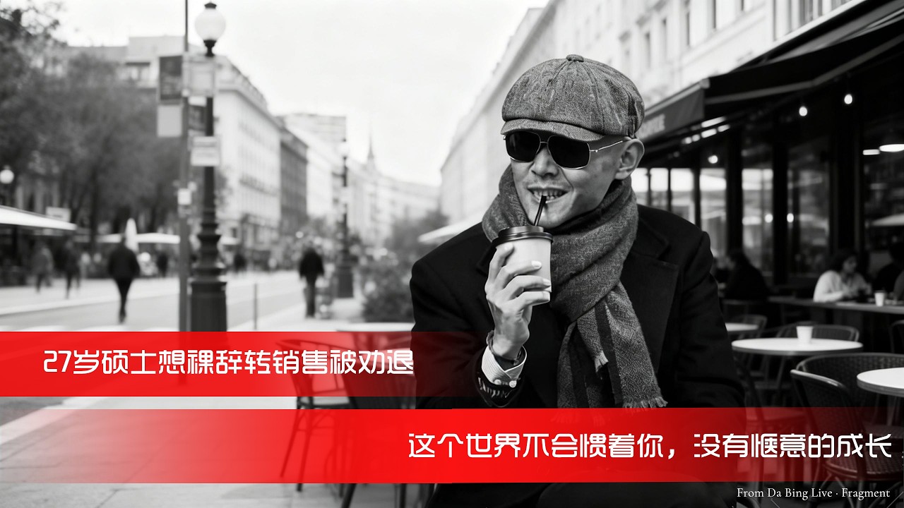 27岁硕士想裸辞转销售被劝退。大冰：这个世界不会惯着你，没有惬意的成长。