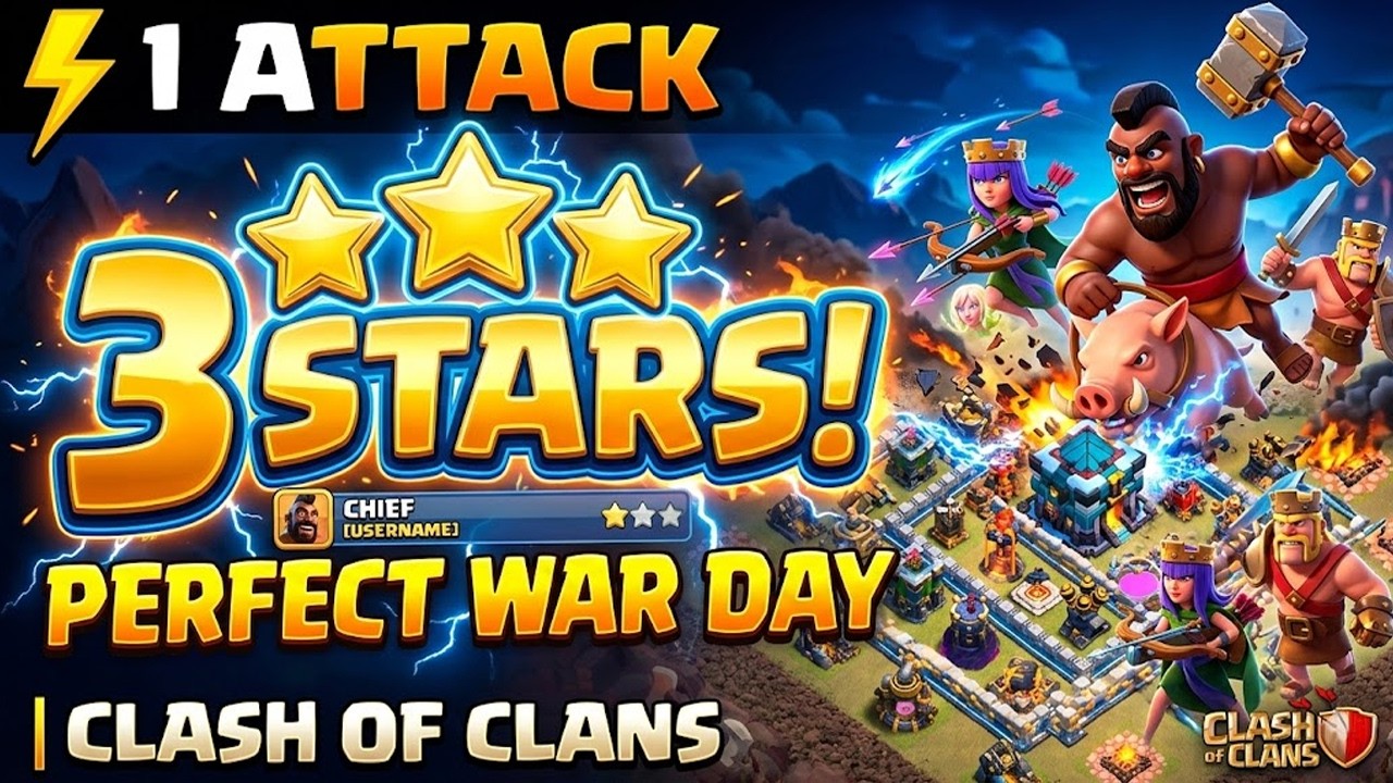 ⚡ Perfect War Day – 1 Attacks, 3 Stars!  Clash of Clans