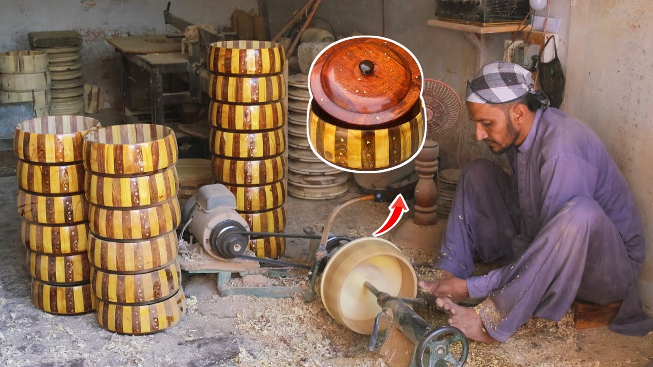 Amazing Process of Making Wooden Hotpot | Woodworking Skills | Wood turning Skills