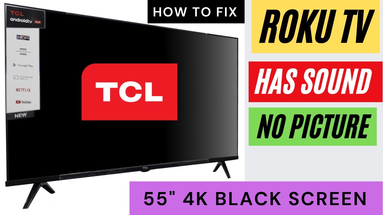 HOW TO FIX TCL 55 INCH 4K TV BLACK SCREEN, ROKU TV