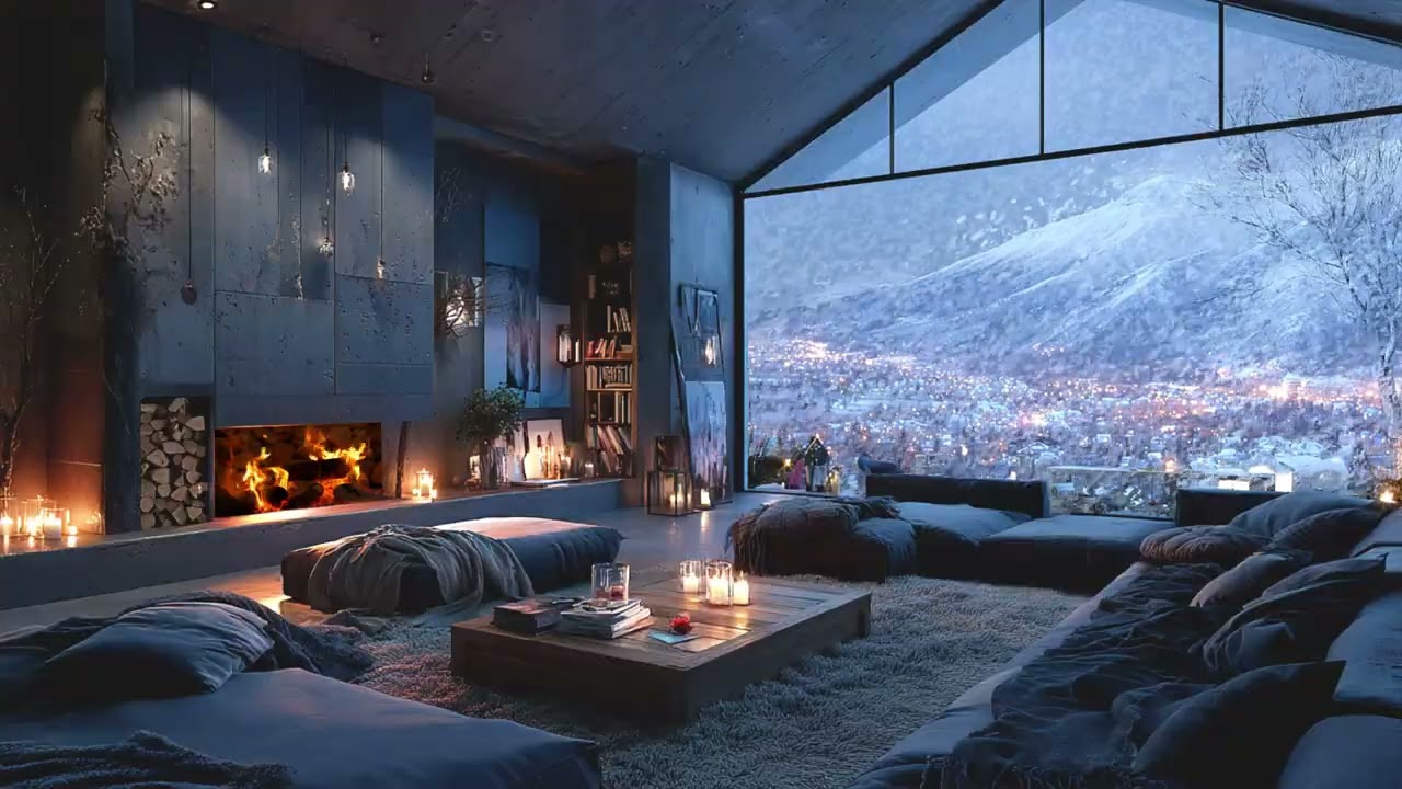 ❄️ 3 Hours White Ember Fireplace Ambience | Quiet Snowfall Glow for Deep Calm & Focus