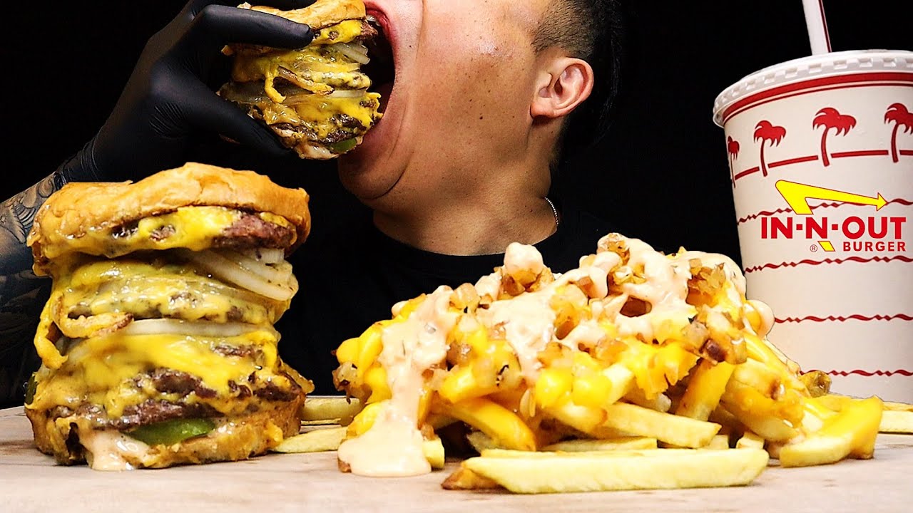 ASMR IN N OUT| 6x6 CHEESEBURGER 6 MEAT 6 CHEESE ANIMAL STYLE FRIES **SATISFYING BIG BITES**