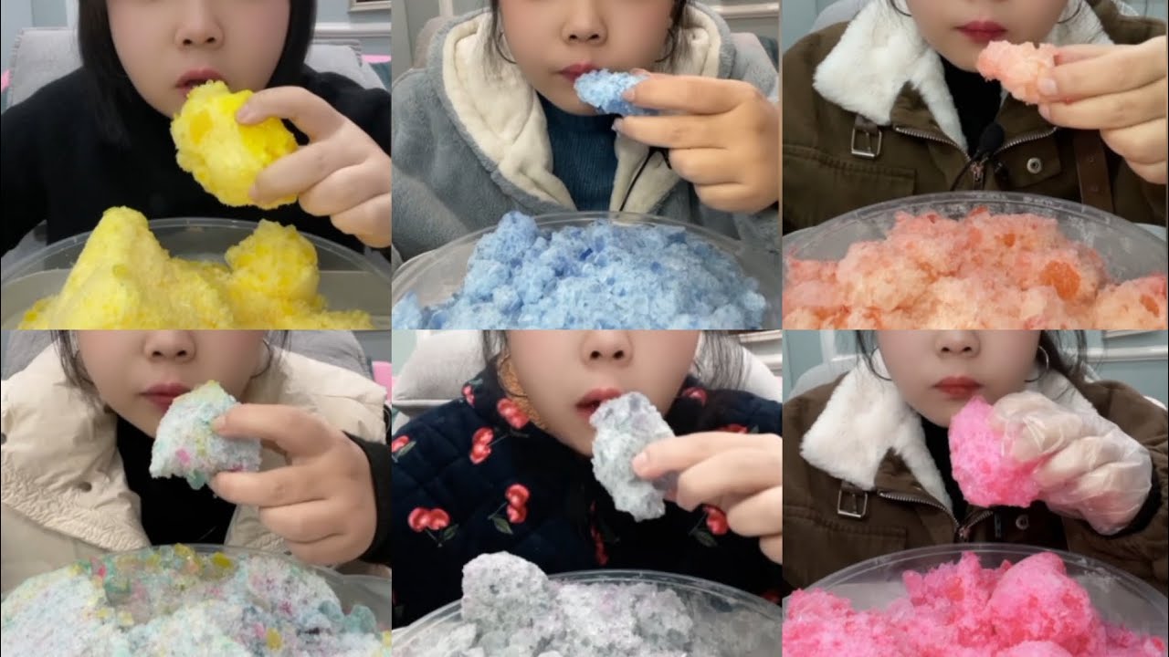 (HER SOLO) ASMR FLAVORED ICE EATING | CRUNCHY BITES