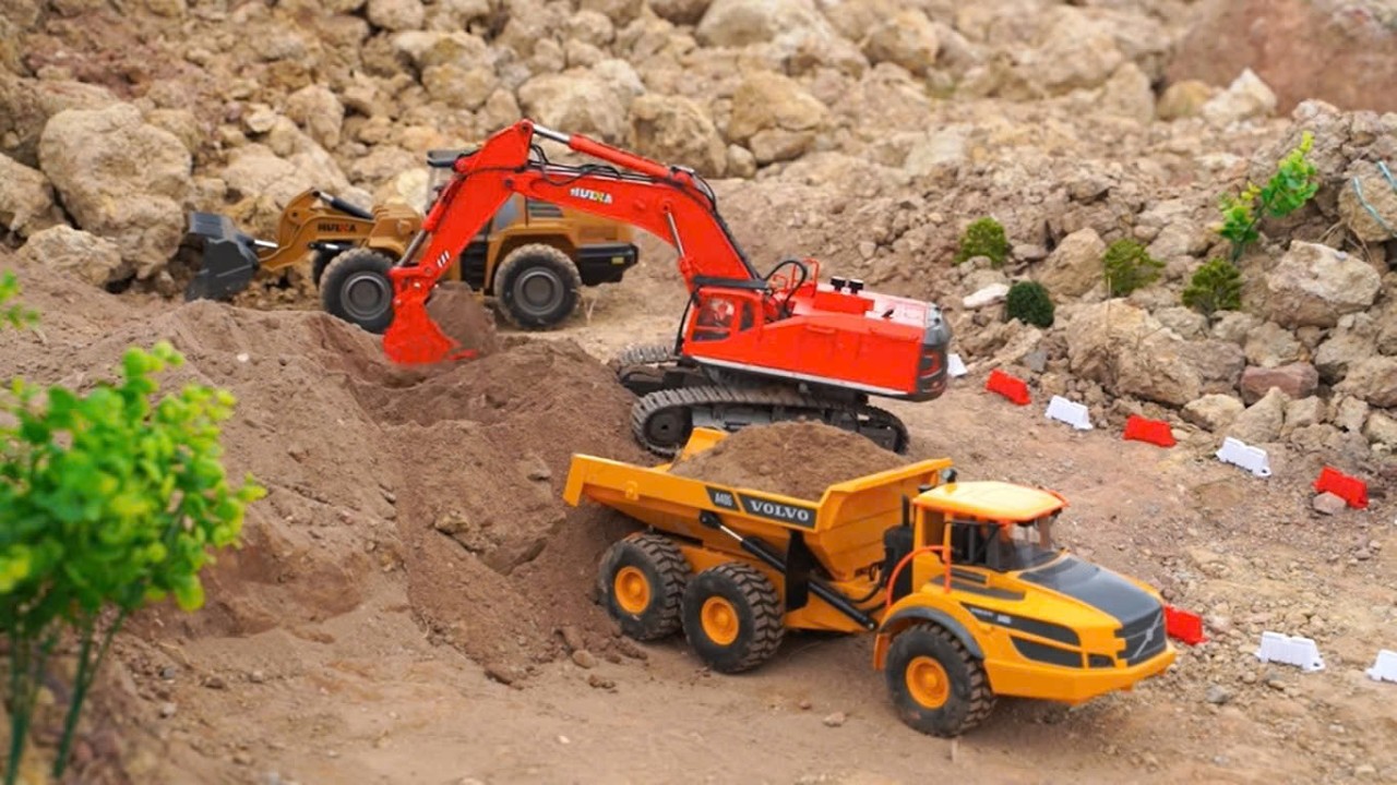 #Ngày1 Công Trình RC | Huina 1583, 1593 Xúc Cát – Xe Ben 1536 & Volvo A40G San Lấp Thực Tế