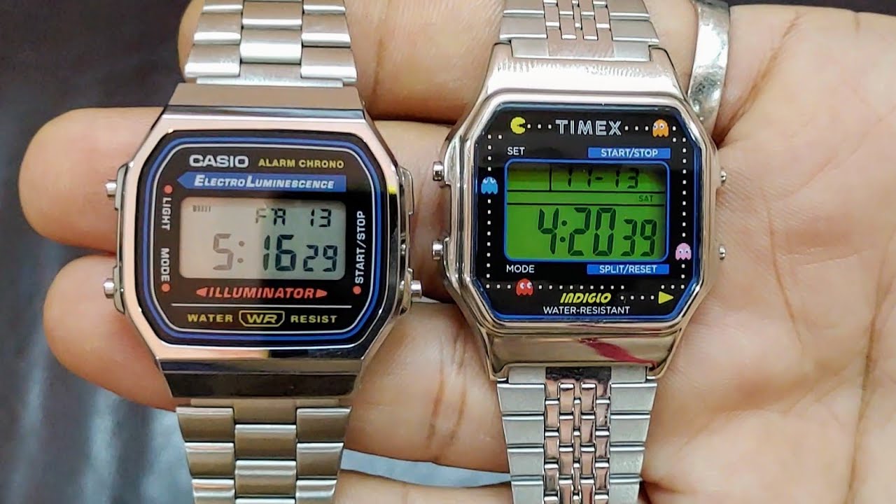 Casio vintage Watch-A168WA-1WD &Timex vintage T80 X Pac-Man TW2U31900 hands on comparison in INDIA🇮🇳