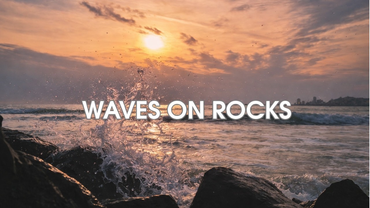 Golden Sunset Waves on Rocks 🌅 1 Hour of Real Ocean Sounds for Sleep | 4K Albania Coast