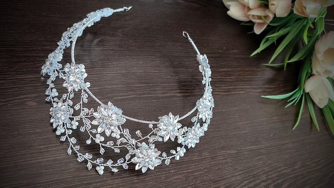 Making a bridal crown from beautiful and bright crystal/combination of European and Arabic styles
