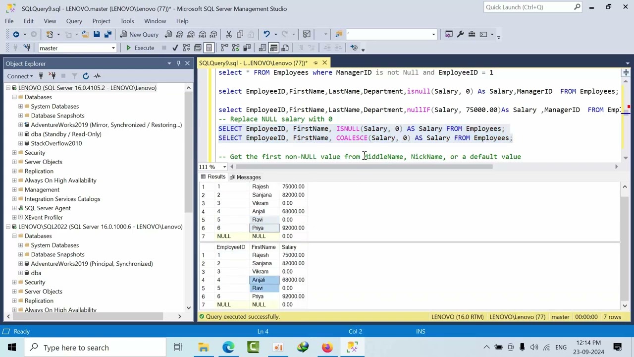 How To Handle NULL Values In MS SQL Server?