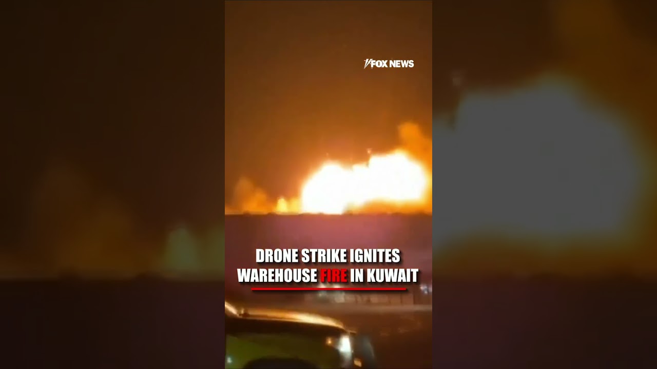 Drone strike ignites warehouse FIRE in Kuwait #shorts #us #news #world #kuwait #middleeast