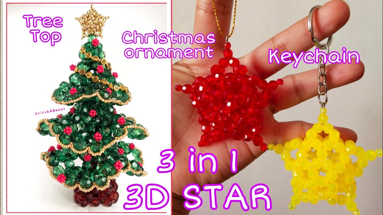 DIY 3D BEADED STAR l Christmas Tree Top/Christmas Tree Ornament/Keychain