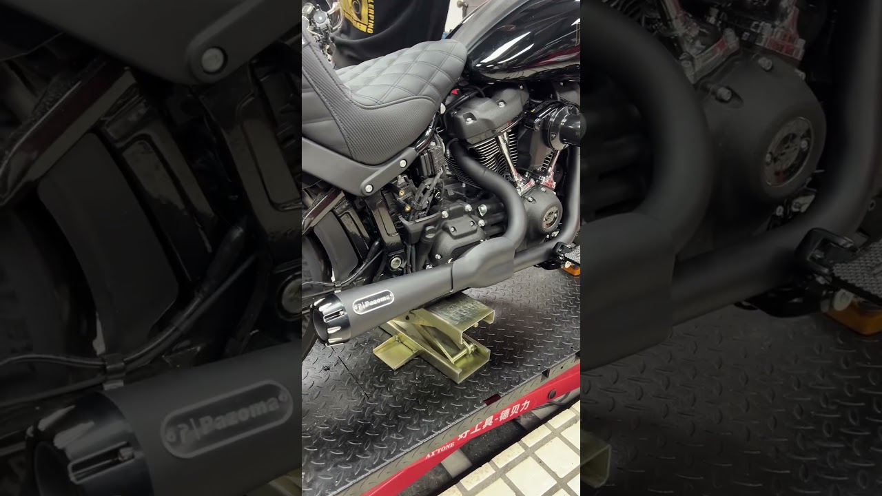 Pazoma black 2-1 exhaust for Harley M8 low rider s 