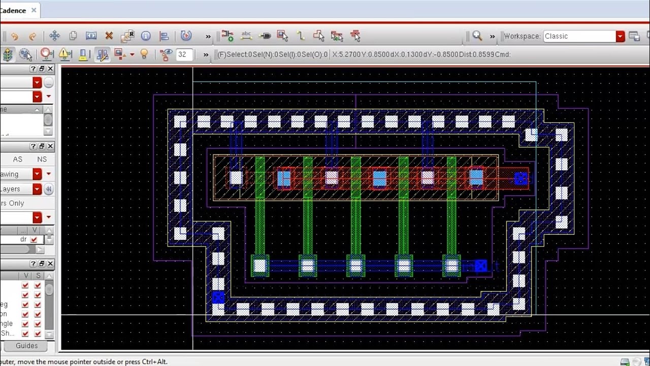Guard Ring Layout for NMOS Transistors Using Cadence Virtuoso