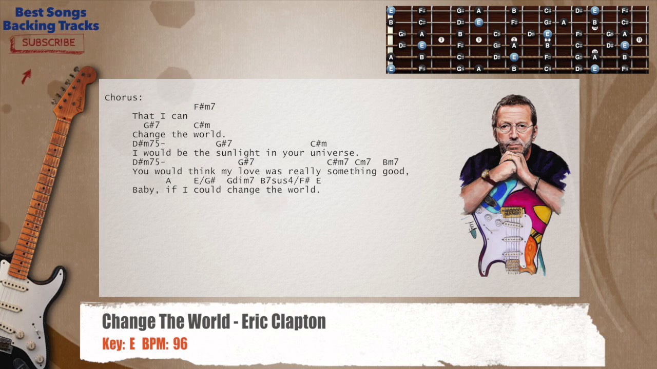 🎸 Change The World - Eric Clapton Guitar Backing Track with chords and lyrics