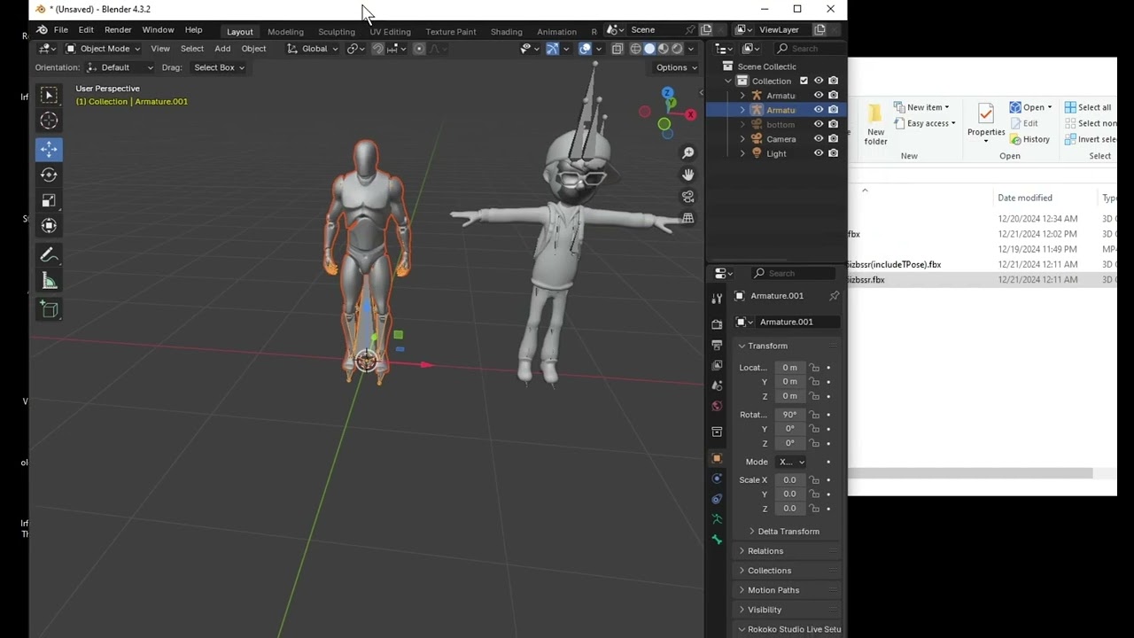 motion capture retargeting - using blender , deepmotion and rokoko