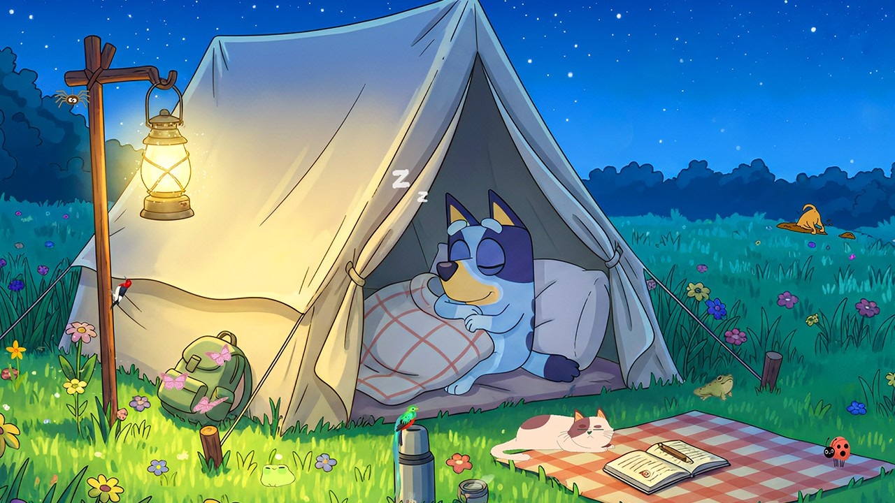 Chill Night Camping with Bluey ⛺️ Chill Lofi for Relaxation 🔥 Calm Lofi for Study & Sleep