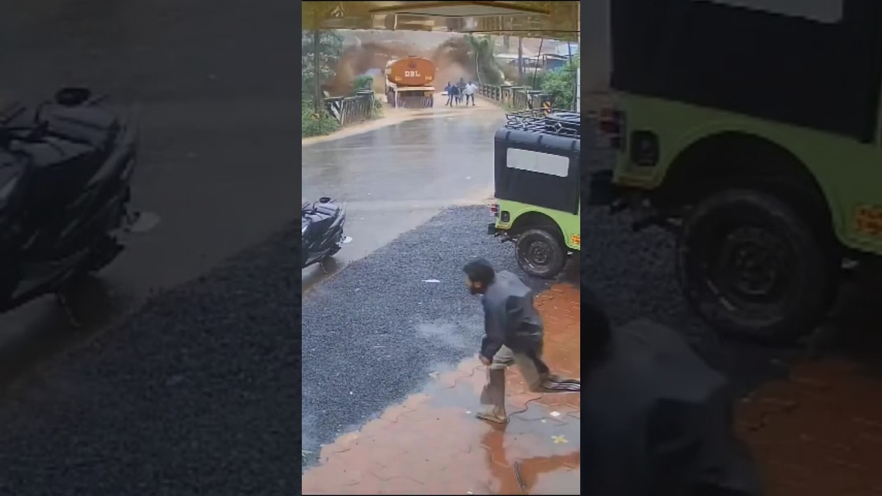 Terrifying CCTV captures exact moment landslide smashes into village