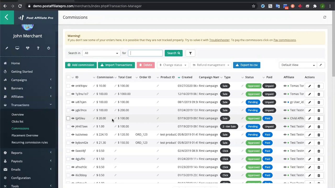 Post Affiliate Pro - Product Demo