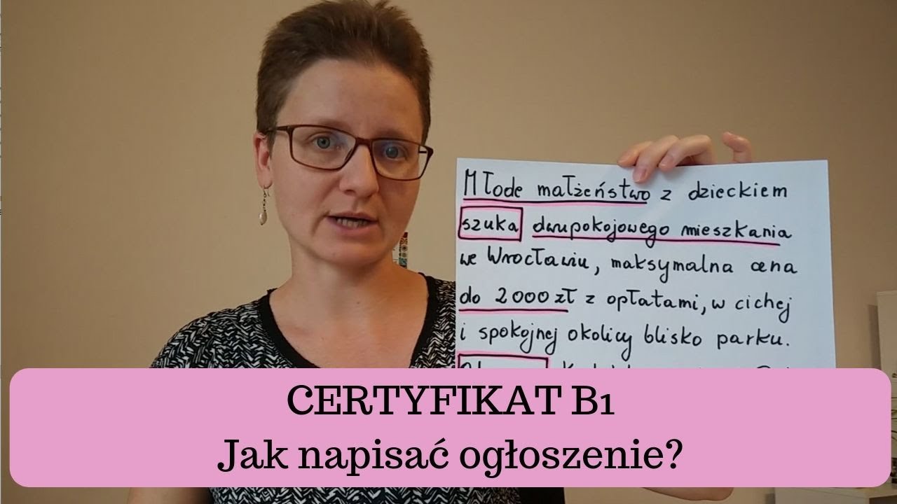 CERTYFIKAT B1: Jak napisać ogłoszenie?
