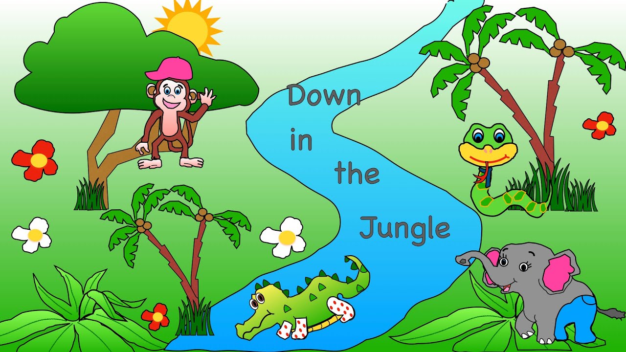 Down in the Jungle nursery rhyme (SONG AND GRAPHICS)
