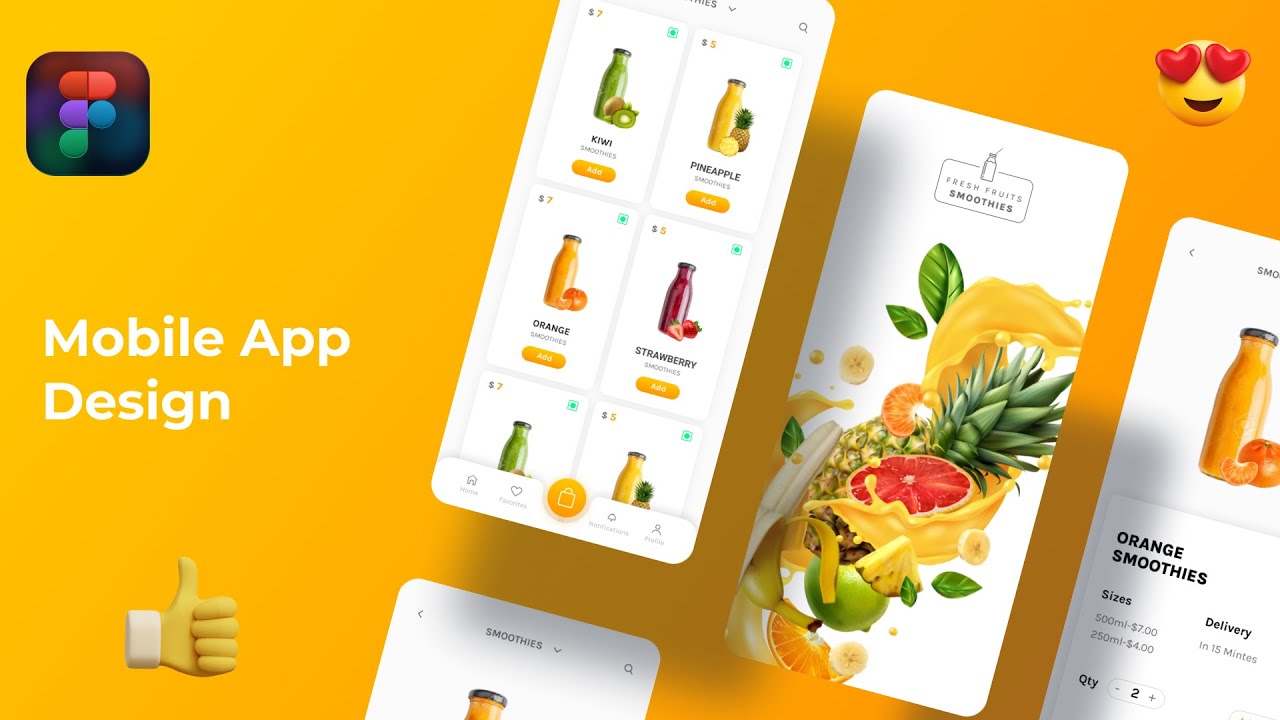 🍹 Design a Smoothie App in Figma | Mobile App Design UI UX with Prototype