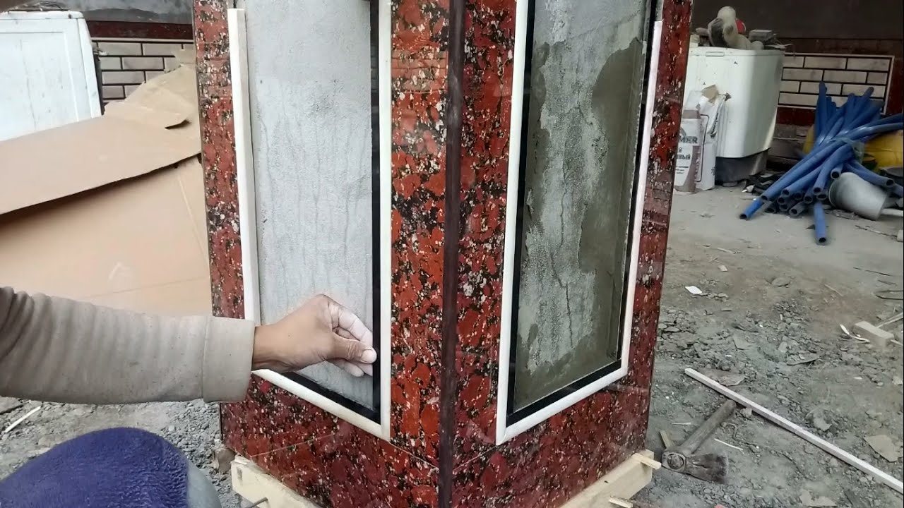 Создать красивый вид на колонну из керамагранита и мрамора своими  руками