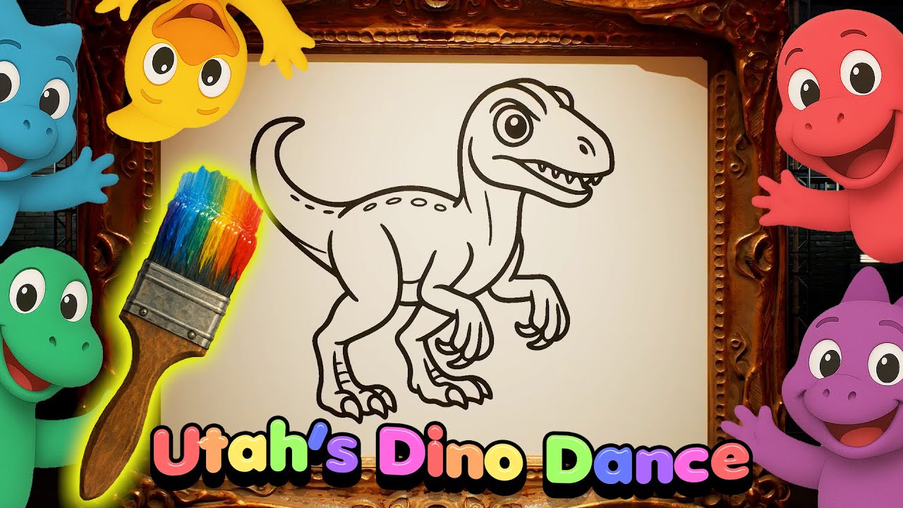 Utah’s Dino Dance | Dinosaur Coloring Fun! Animated Song for Kids & Toddlers