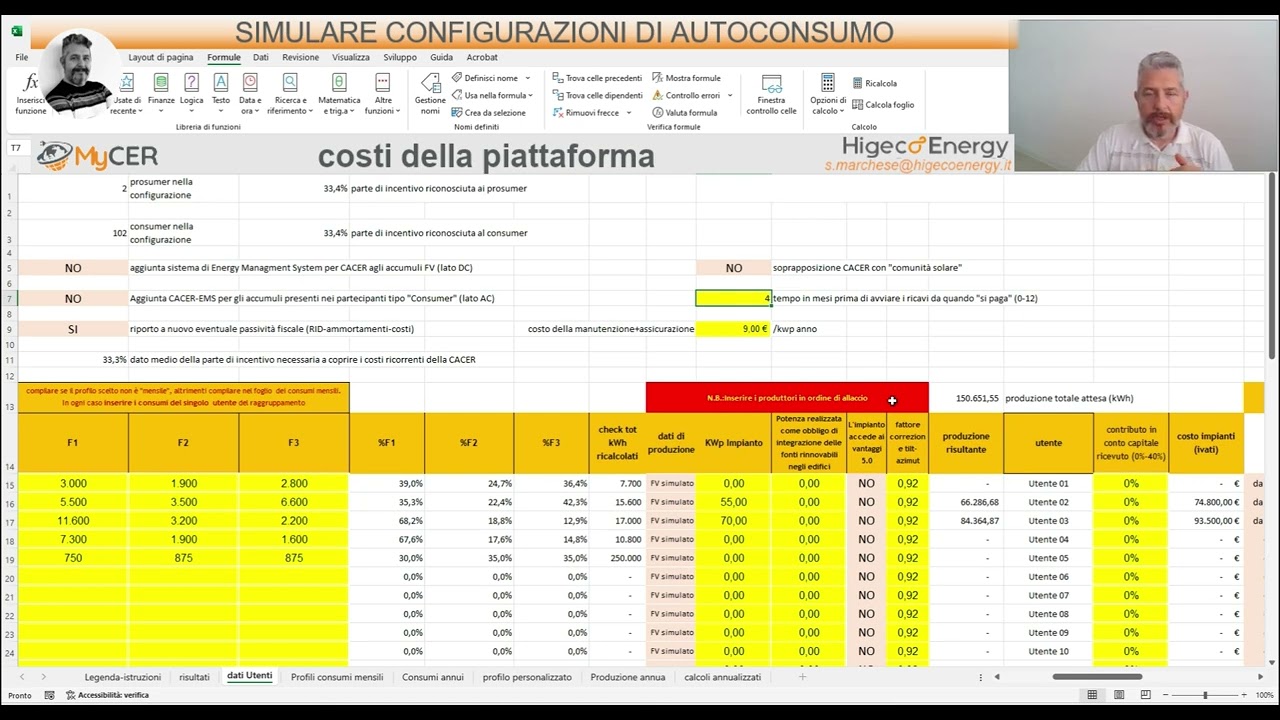 Guida all'uso del simulatore in XLSX di MyCER