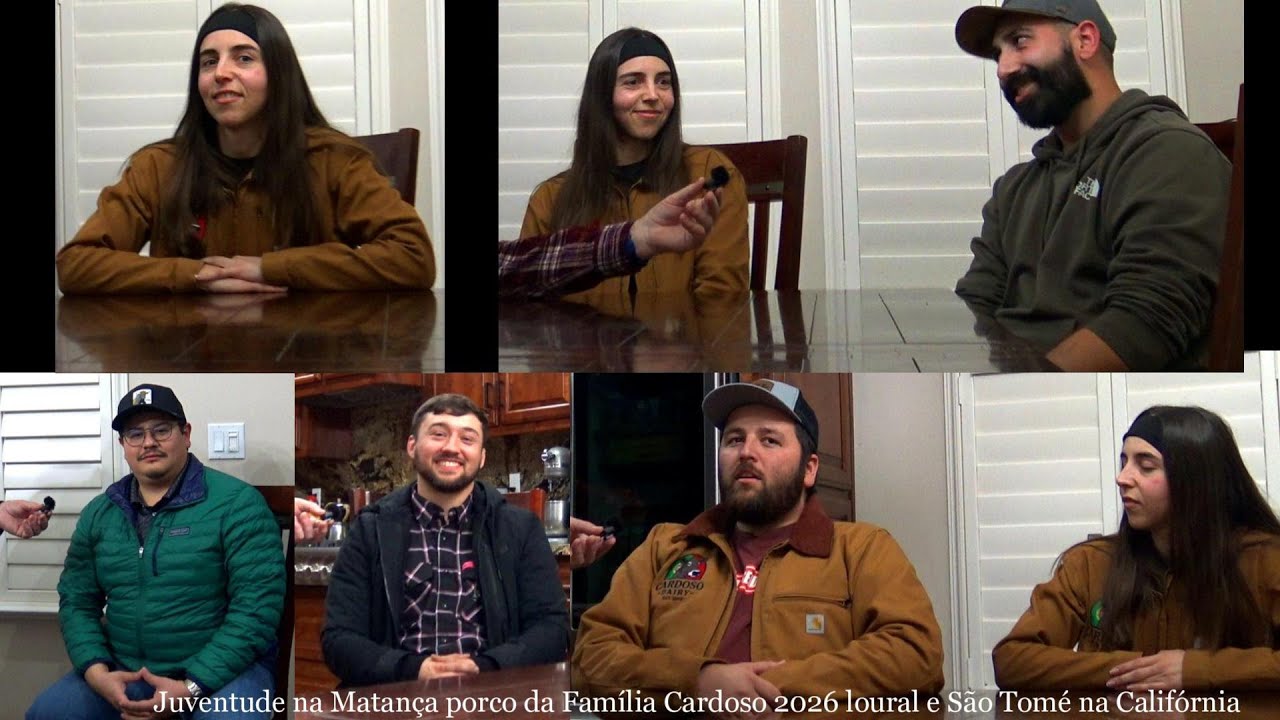 Juventude na Matança porco da Família Cardoso 2026 loural e São Tomé na Califórnia