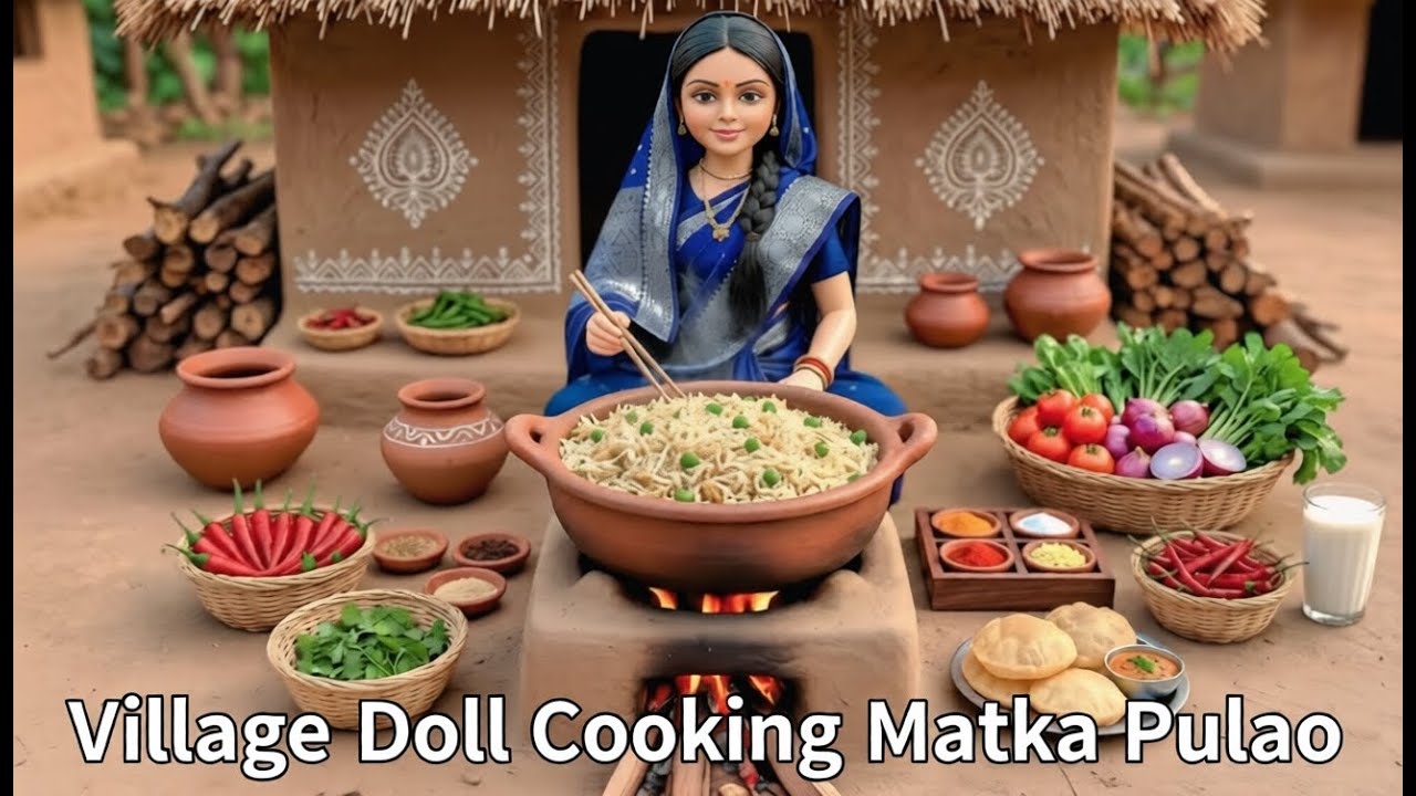 Miniature Doll Cooking Matka Pulao | ASMR Tiny Indian Village Kitchen