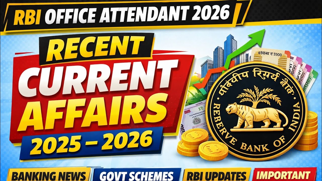 RBI Office Attendant 2026 | Recent Current Affairs 2025–26 | Banking & RBI Updates 