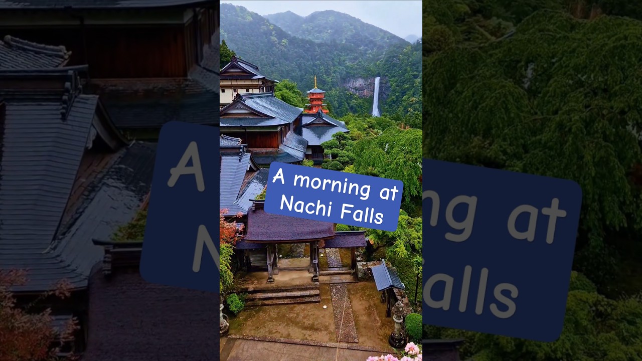 After staying at Mitaki Sanso overnight by Nachi Falls 🏞 #Japan #kumanokodo #nachifalls #nachisan