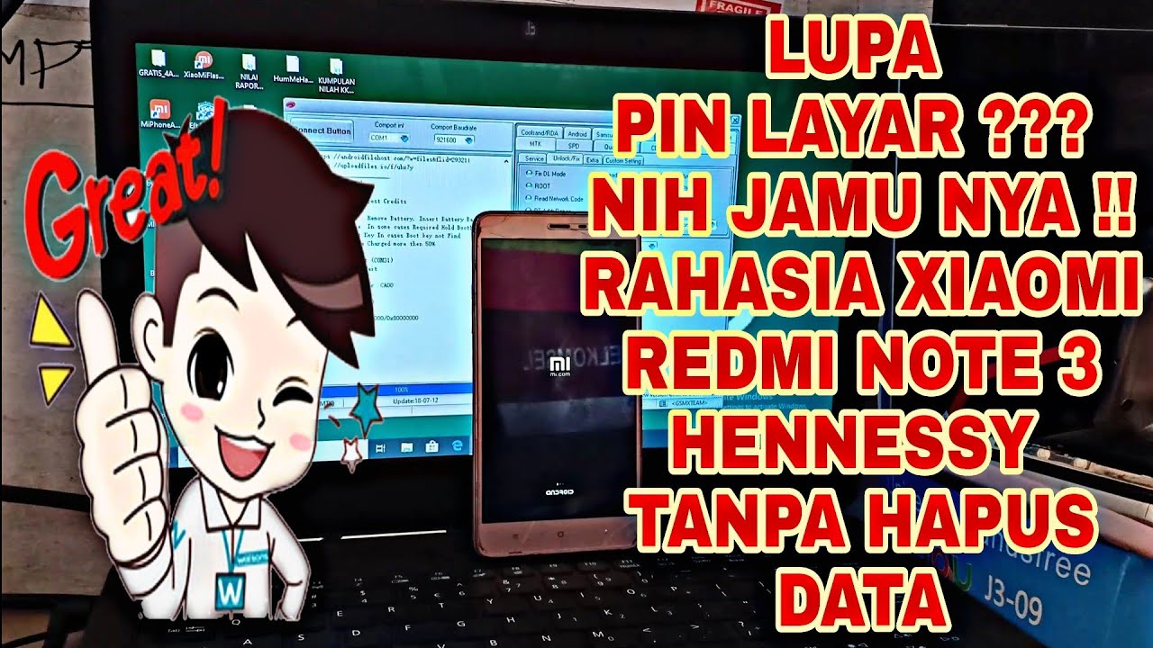 RAHASIA XIAOMI REDMI NOTE 3 HENNESSY LUPA POLA TANPA HAPUS DATA VIA MIRACLE THUNDER 2.82