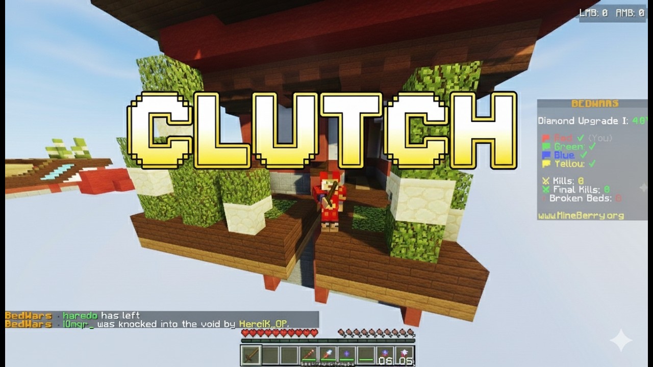 CLUTCHING - IN 4V4s BEDWARS #bedwars