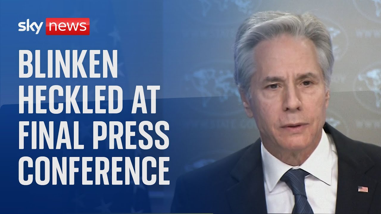 Journalist heckles US secretary of state over Gaza 'genocide' during press conference