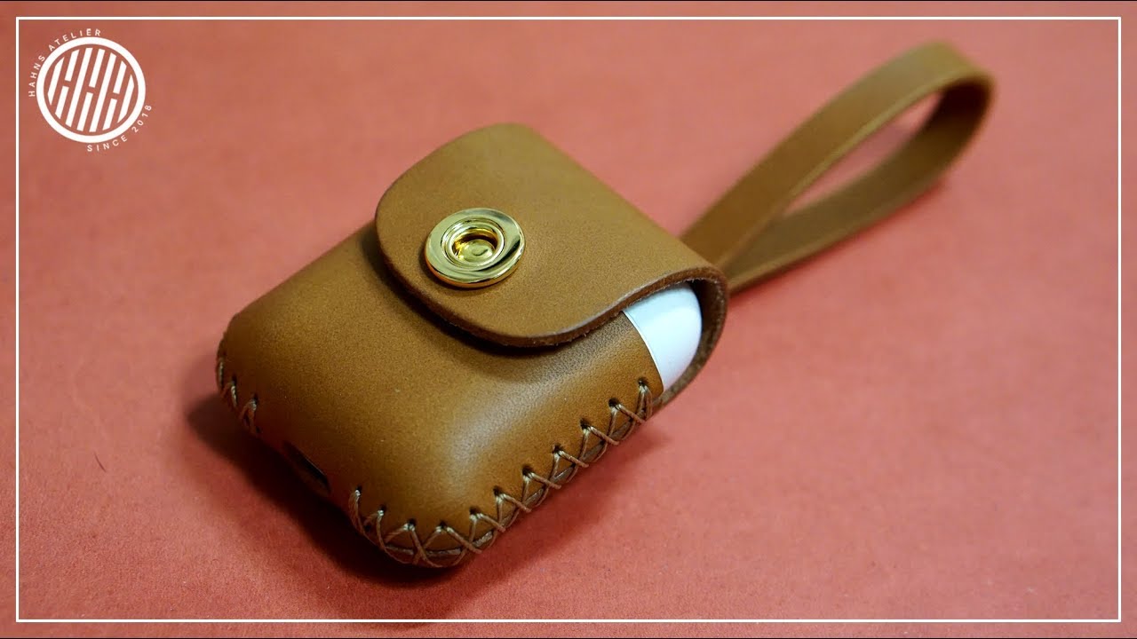 [Leather Craft] MAKING A HANDMADE AIRPODS LEATHER CASE / Free PDF Pattern