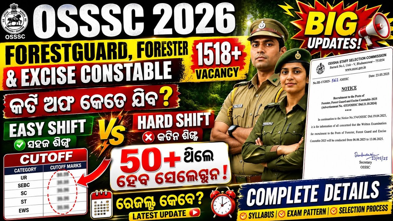 OSSSC Forest Guard Result Date | OSSSC Forest Guard Cutoff 2026 | OSSSC Forester Result 2026