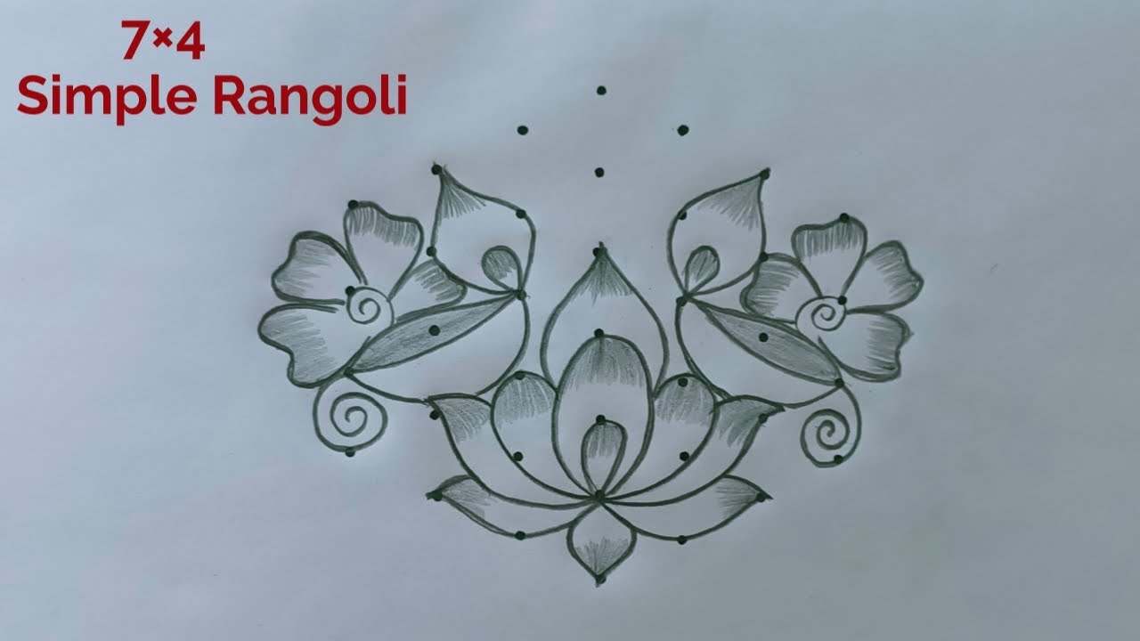 Simple Diya Rangoli 7&times;4 🌺 Karthigai Deepam Rangoli 🌺 Karthigai Madham Kolam 🌺 Beautiful Rangoli