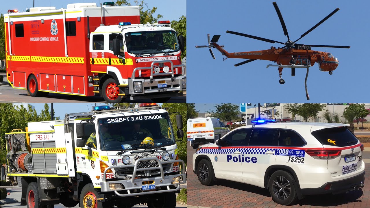 12 Fire Trucks Responding to Bushfire, Wellard W.A.  10 Jan 2020