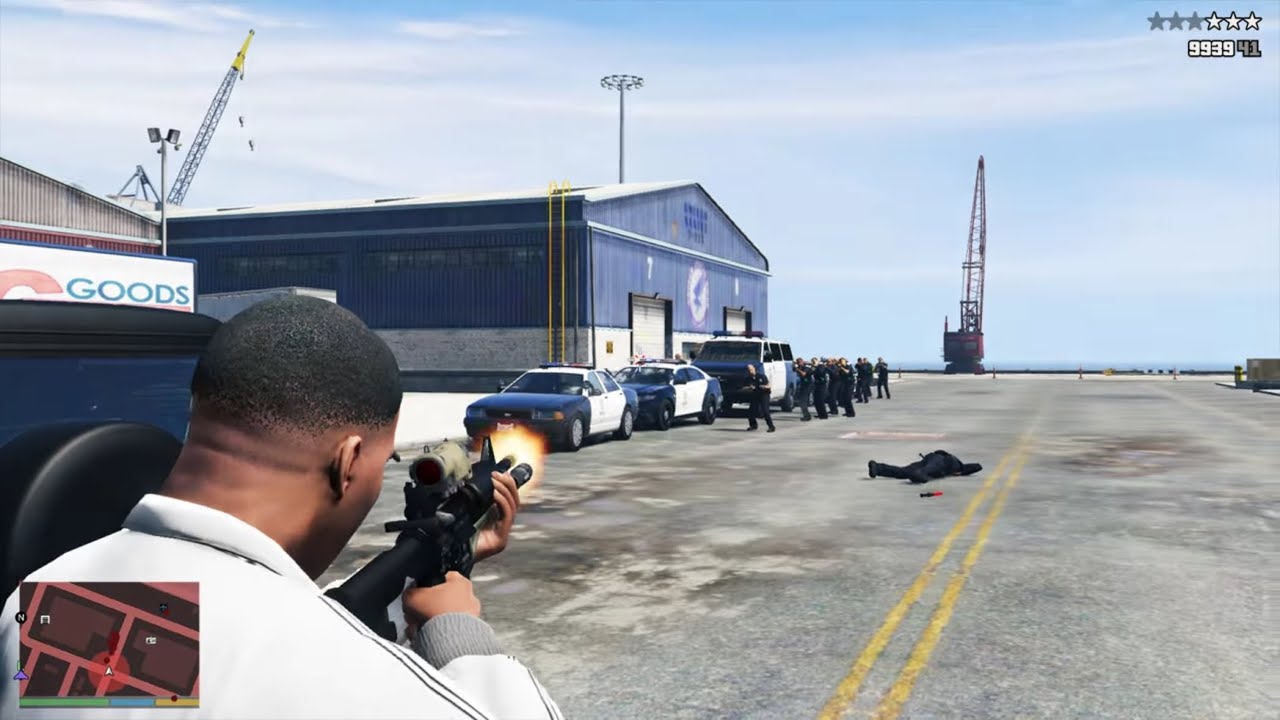 GTA 5 - Grove Street Gang Attack on a Police Convoy + Ten Star Escape