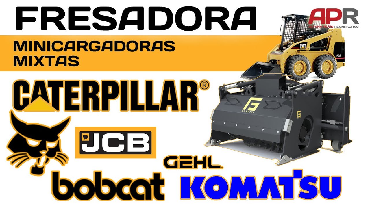 Fresadora para minicargadoras BOBCAT, CATERPILLAR, JCB, KOMATSU, NEW HOLLAND, etc, mixtas y palas