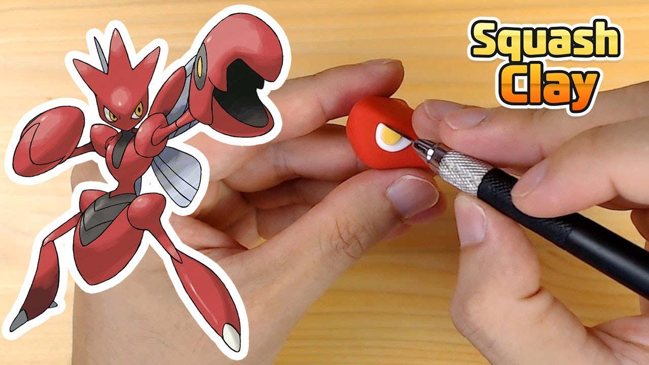 Sculpting Scizor Bug/Steel Pokémon Clay art