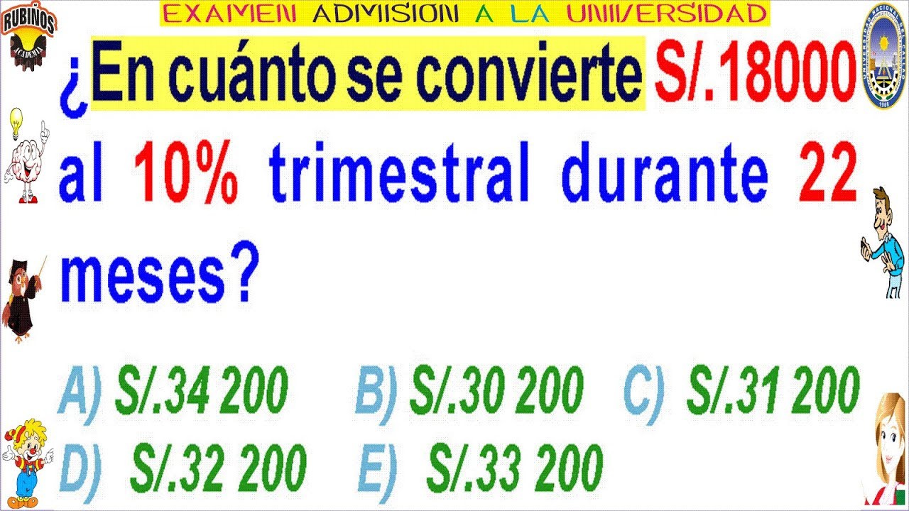 Examen Admisión a la Universidad CALLAO 2020 Regla de Interés Simple Solucionario UNAC Aritmética