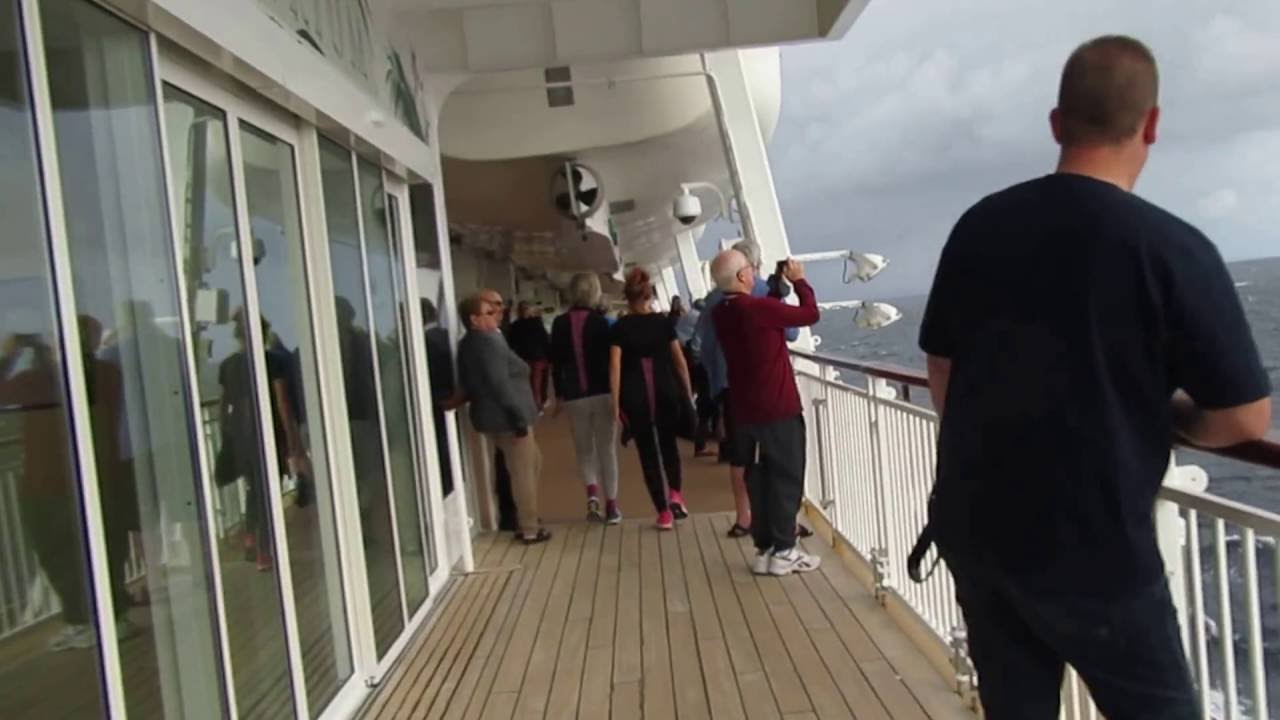 Walking the promenade deck at sea