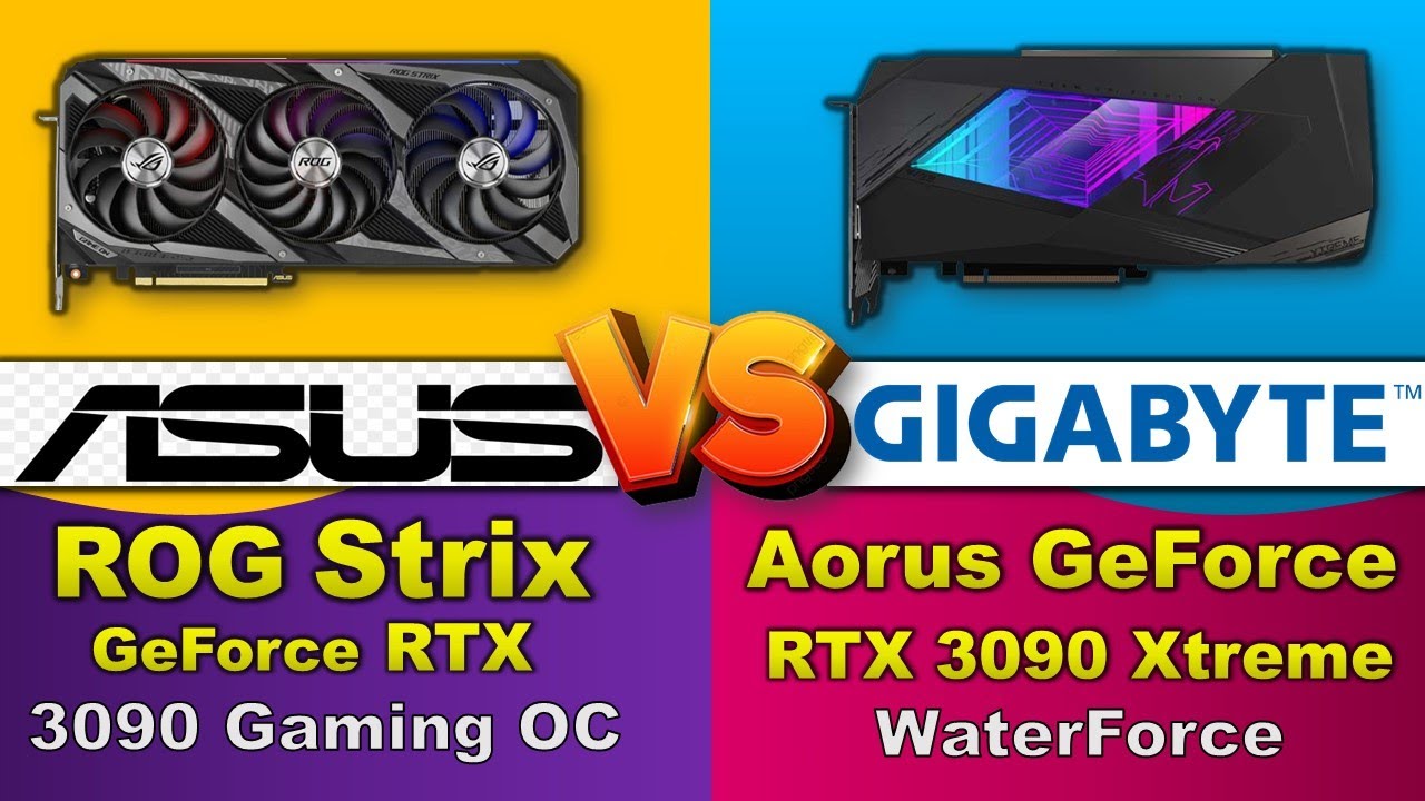 ASUS ROG Strix GeForce RTX 3090 Gaming OC VS GIGABYTE AORUS GeForce RTX 3090 Xtreme Waterforce