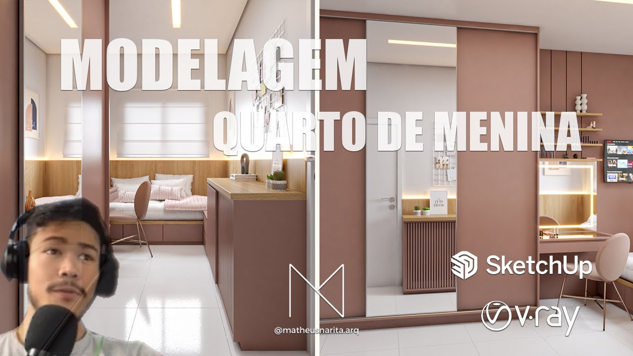 PROJETO COMPLETO - QUARTO DE MENINA #1 SKETCHUP E VRAY